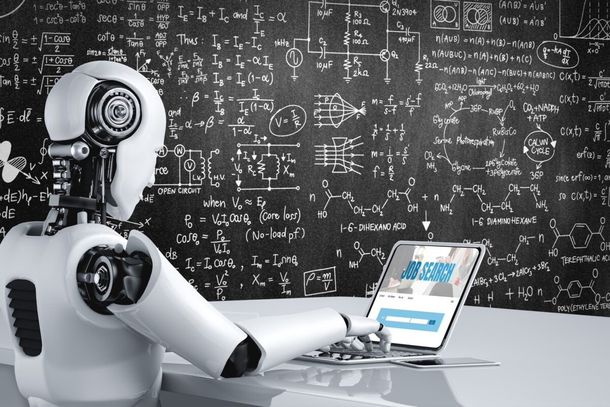 Ai,Robot,Using,Computer,Modish,Software,Application.,Artificial,Intelligence,Concept